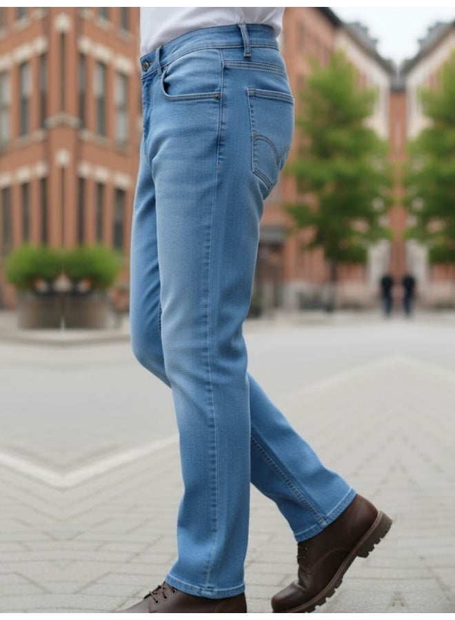 RIGO Blue Stretchable Straight Fit Jeans for Men - Image 3