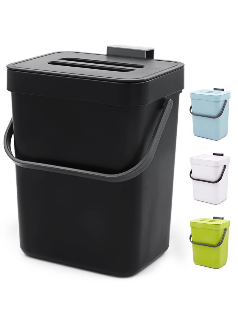 MONGTINGLU MONGTINGLU Countertop Compost Bin  13 Gallons Hanging Small Trash Can with Lid for Kitchen Bathroom Under Sink Kitchen Trash Can Indoor Counter Compost Bucket with Lid 5LBlack 