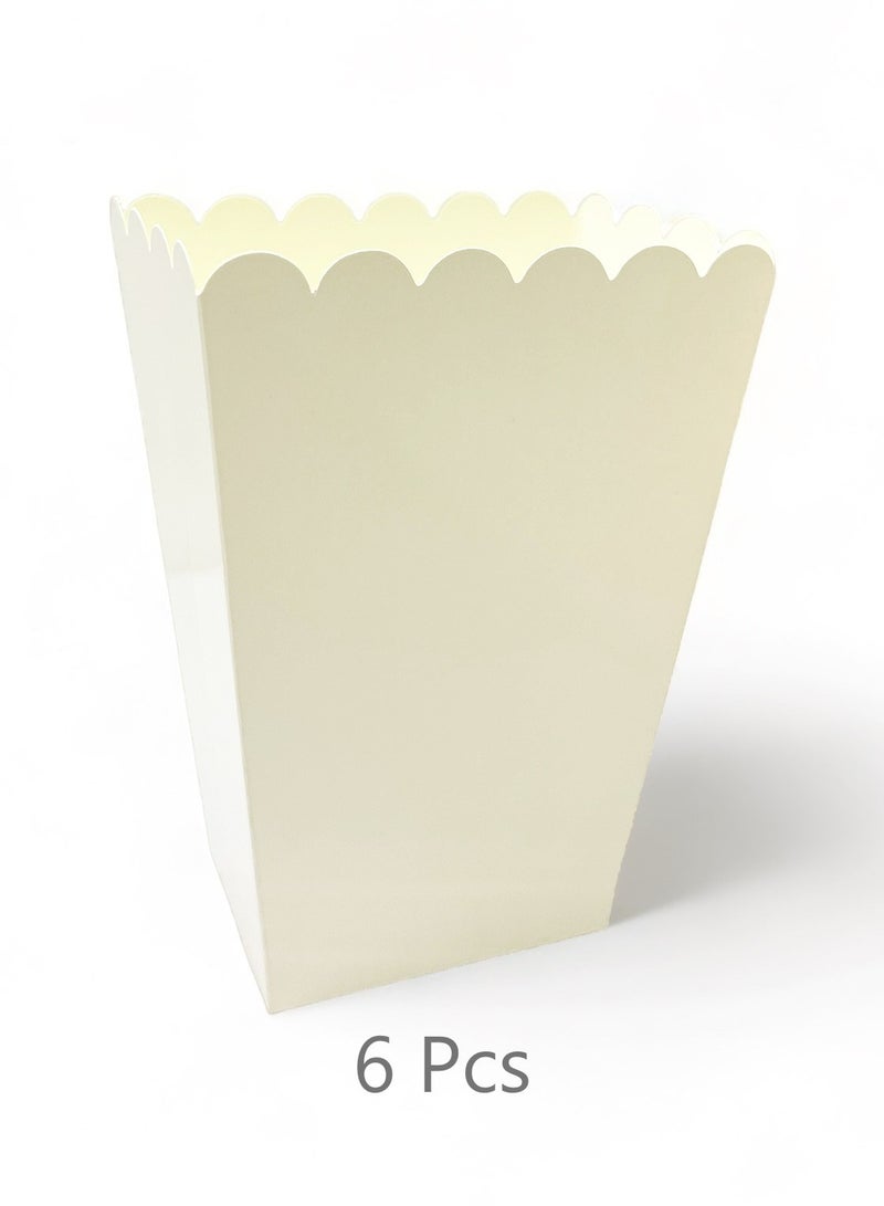 Party Time 6Pcs Popcorn Box Set White Color for Birthdays Anniversaries Party Favors Supplies - Image 1