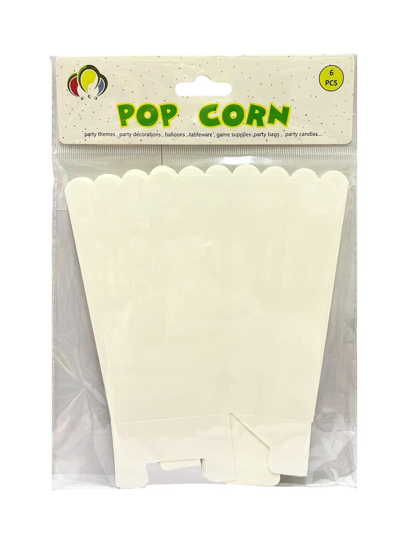 Party Time 6Pcs Popcorn Box Set White Color for Birthdays Anniversaries Party Favors Supplies - Image 2