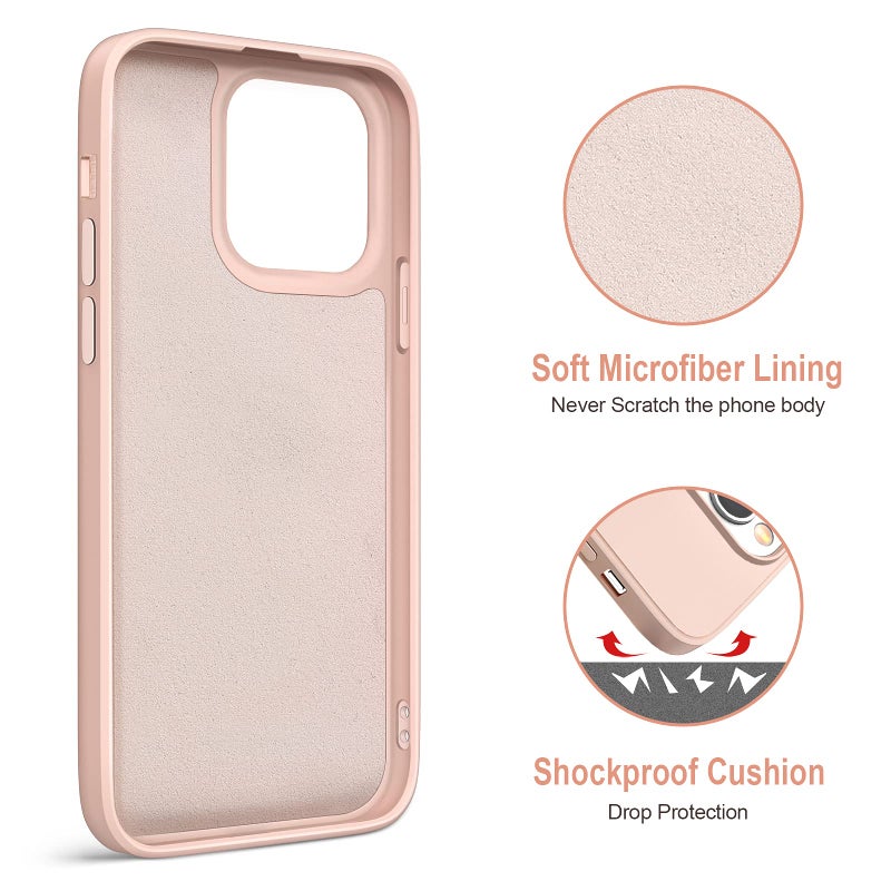 Hython for iPhone 13 Pro Case with Ring Stand [360Â° Rotatable Ring Holder Magnetic Kickstand] [Soft Microfiber Lining] Slim Shockproof Rubber Protective Phone Case Cover for Women, Pink Sand - Image 3