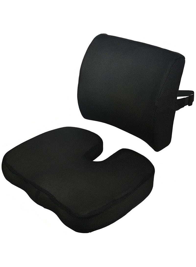 Premium Comfort Seat Cushion – Non-Slip Orthopedic 100% Memory Foam Coccyx Cushion for Tailbone Pain – Cushion for Office Chair Car Seat – Back Pain & Sciatica Relief (Seat and Back cushion) - Image 1