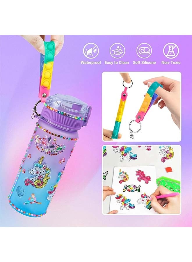 LCAREMOM Decorate Your Own Water Bottle Kits for Girls, Fun Arts and Crafts Gift Toys for Ages 3+, Gem Painting Crafts, Fun Arts and Crafts Gifts Toys for Girls Birthday (Purple)  - Image 2