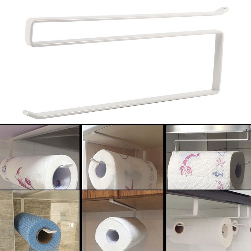 Yosoo Under Cabinet Towel Roll Paper Hanging Stand Rack Stainless Metal Kitchen Storage Organizer - Image 4