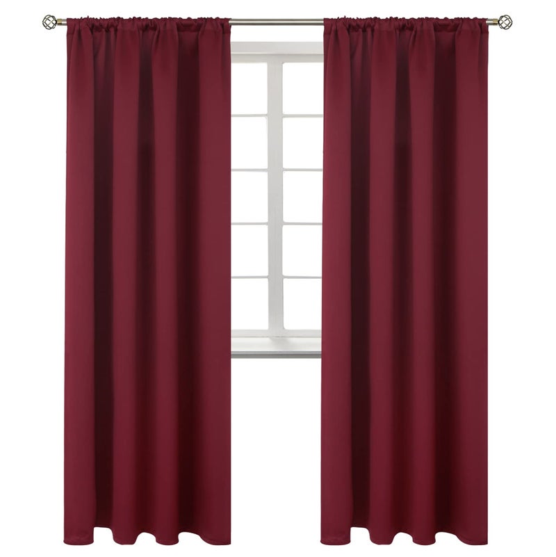 BGment Rod Pocket 84 Inch Length Burgundy Blackout Curtains for Bedroom - Thermal Insulated Room Darkening Curtain for Living Room Office  42 x 84 Inch  2 Panels - Image 1