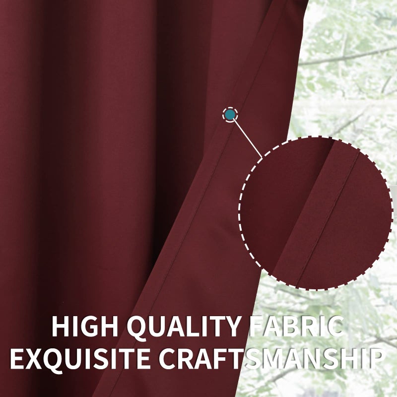 BGment Rod Pocket 84 Inch Length Burgundy Blackout Curtains for Bedroom - Thermal Insulated Room Darkening Curtain for Living Room Office  42 x 84 Inch  2 Panels - Image 5