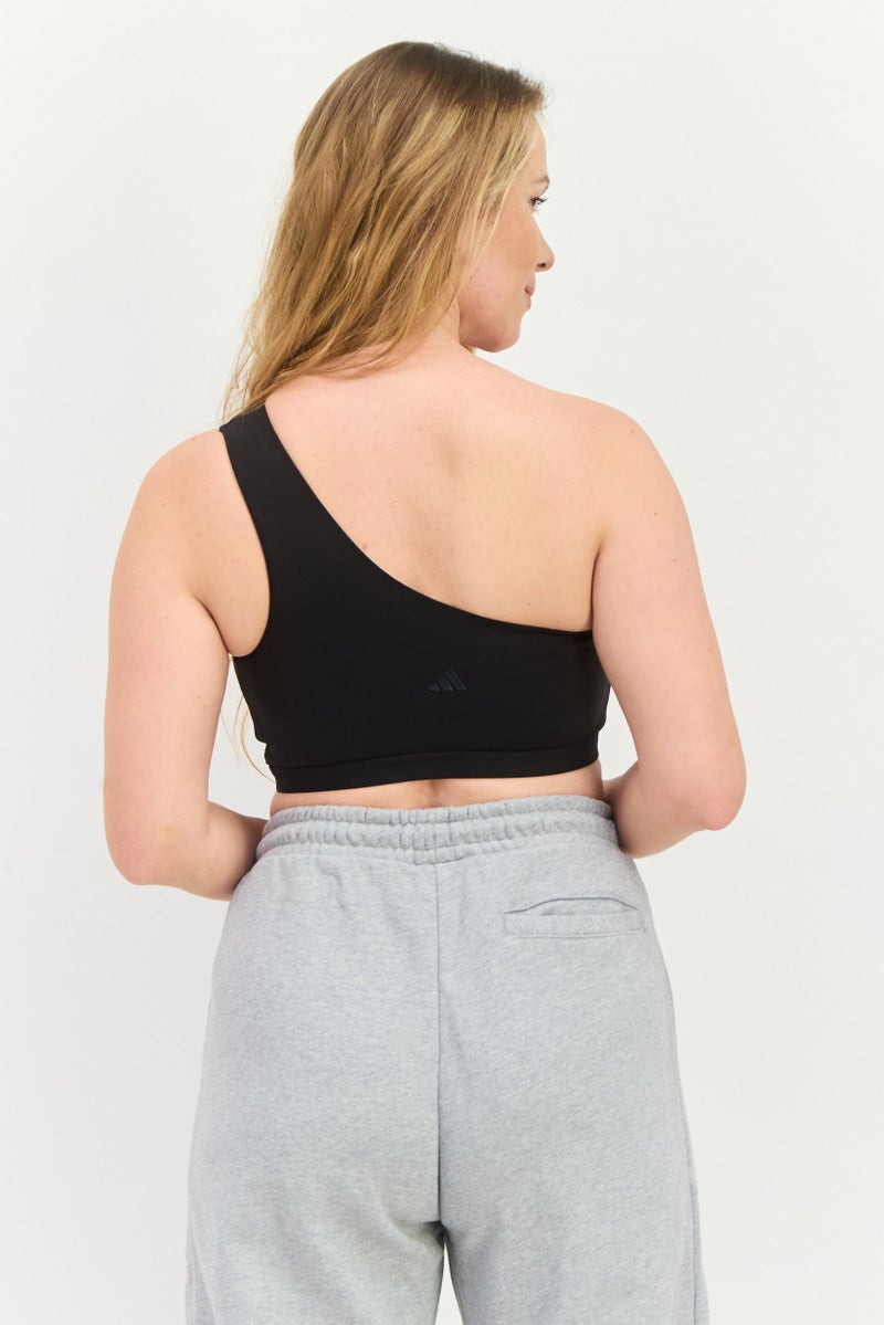 Adidas سوتيان رياضي نسائي مزود بغطاء رأس وحمالة عنق، أسود - Image 3