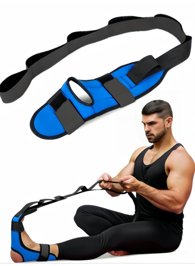 Yoga Belt for Women Men, 6 Loops Yoga Strap for Stretching, Yoga Bands for Yoga Exercise Fitness Rehabilitation Ligament Ankle Joint Correction Hemiplegia Training (HR0001, Blue) - Image 1