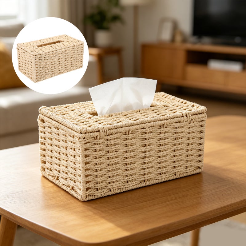 1Pc Multi-functional Kitchen Paper String Napkin Box Paper Rope Woven Paper Box - Image 1