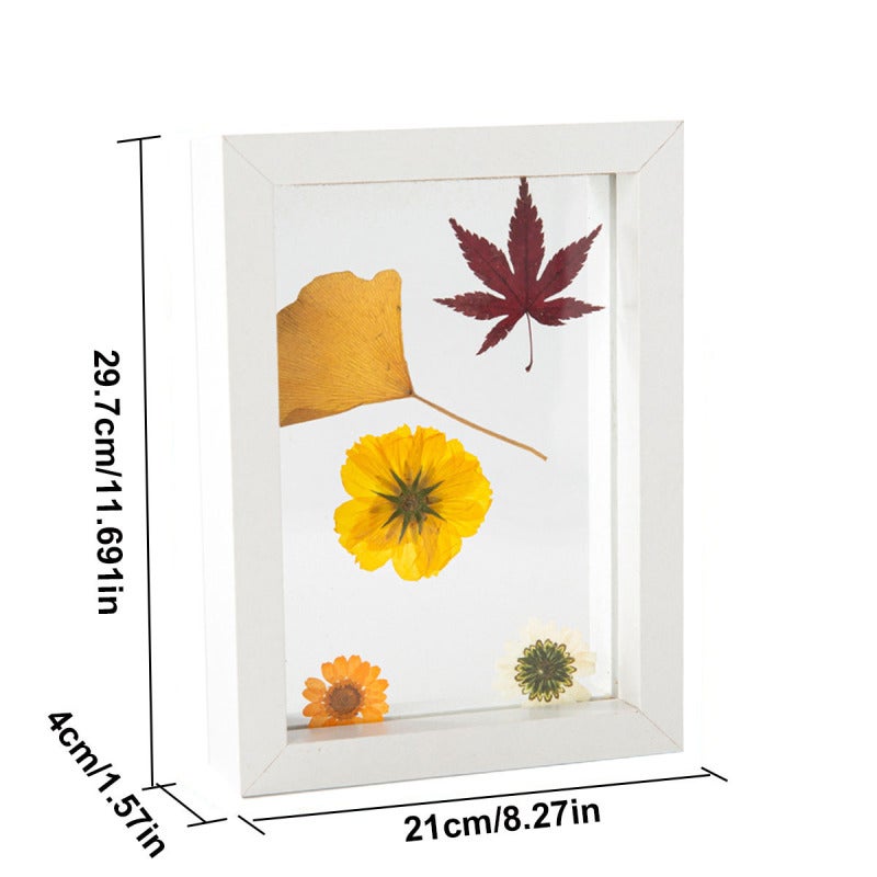 Dried flowers and leaves specimen frame wooden frame with real glass frame wedding photo frame desktop photo decoration - Image 2