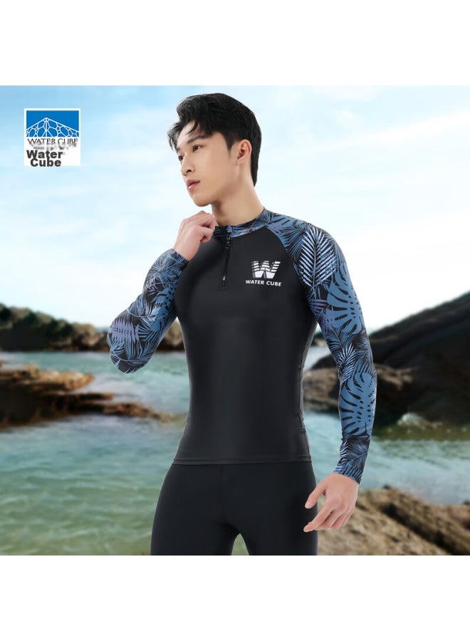 WATER CUBE Shuili Fang Men's Swimwear, Surfing And Diving Suit, Cold-resistant Long-sleeve Swimsuit, Quick-drying, For Beach Vacation, Black, XL - Image 1