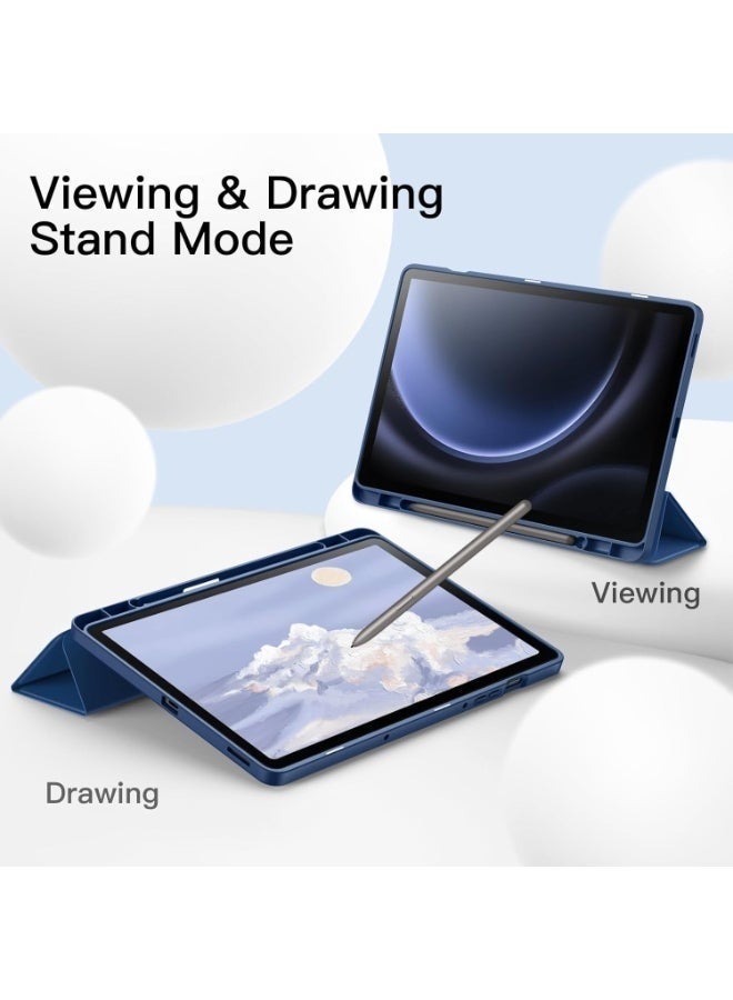 DUSALA 2 in 1 Protective Case for Samsung Galaxy Tab S9 FE Plus 12.4 Inch – Tri-Fold Stand, Soft TPU Back, S Pen Holder & Charging Support Auto Wake/Sleep with Glass - Image 4