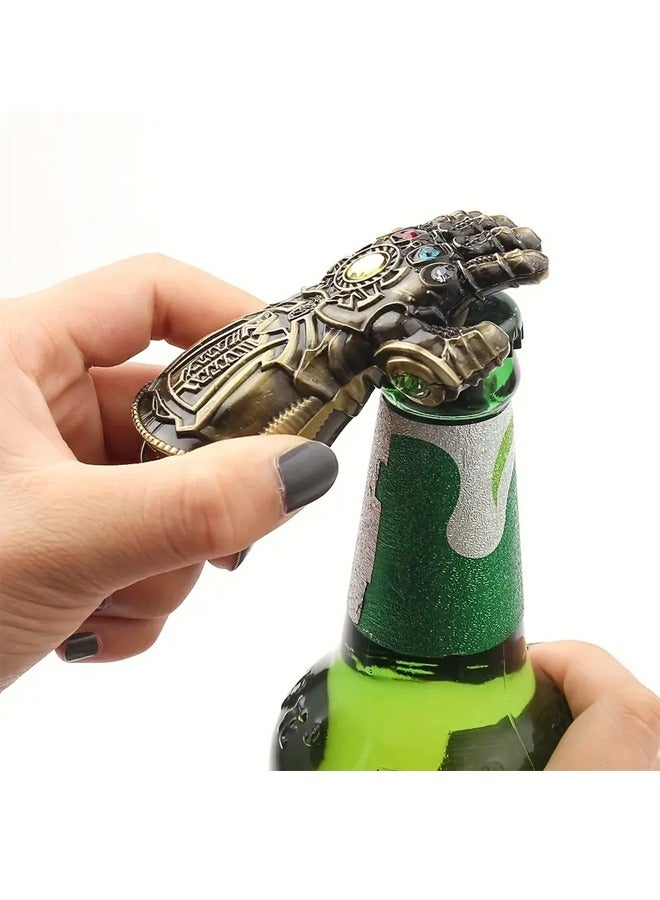 NIBEMINENT 1 Pcs Marvel Avengers Thanos Gauntlet Bottle Opener Keychain, Metal Opener Keychain Bronze  - Image 2