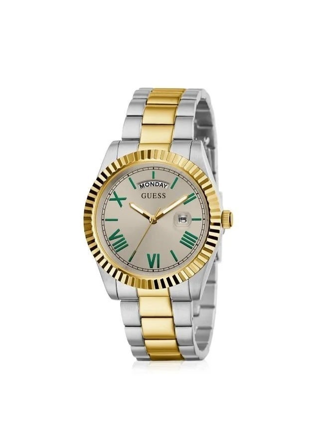 جس ساعة رجالية آنالوج من GUESS بمقاس 42 ملم وقرص بني - GW0265G15 - Image 1