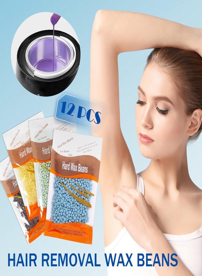 JunKuJK 12PCS Hard Wax Beads for Hair Removal,Flawless Waxing Beans for Face,Body,Underarm,Chest,Eyebrow,Legs,Brazilian Bikini,At Home Hard Wax Kit with12 Applicator Sticks - Image 2