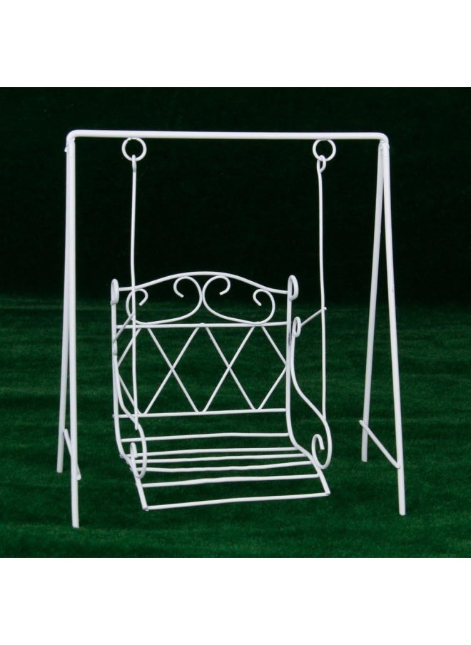 silvercnc Metal Swing Seat Fairy Garden Furniture for 12th Dollhouse Miniature  - Image 2