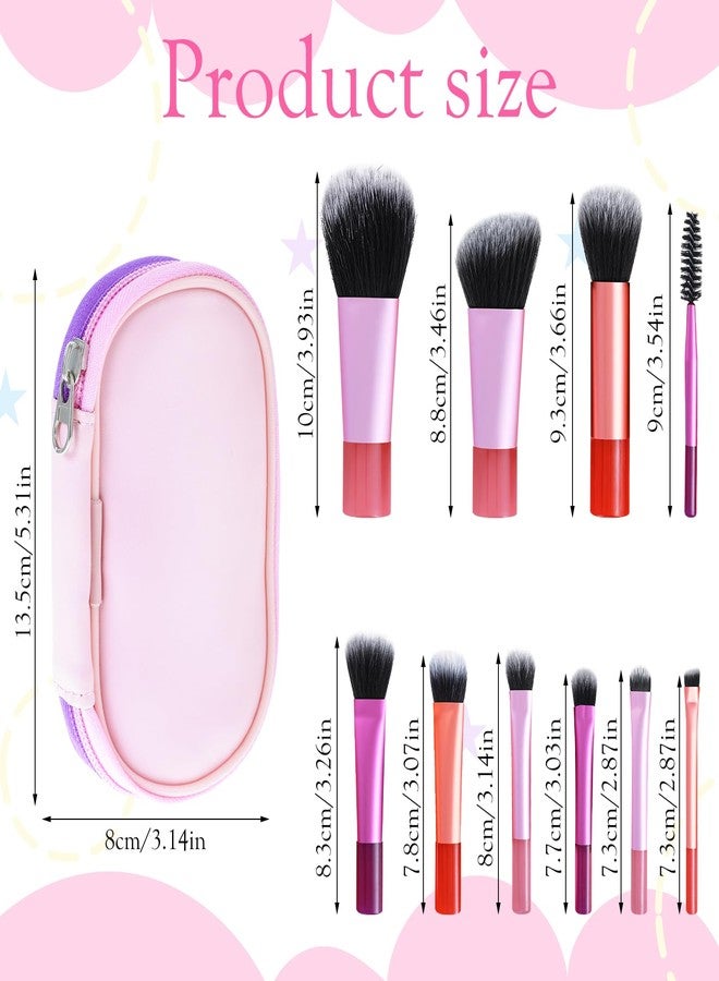 Oruola 10pcs Mini Makeup Brushes,Travel Makeup Brush Set with Brush Pouch,Make up Brush Sets for Women,Makeup Brush Set for Foundation, Eyeshadow, Blush, Powder, Highlight, Contour & Concealer - Image 2