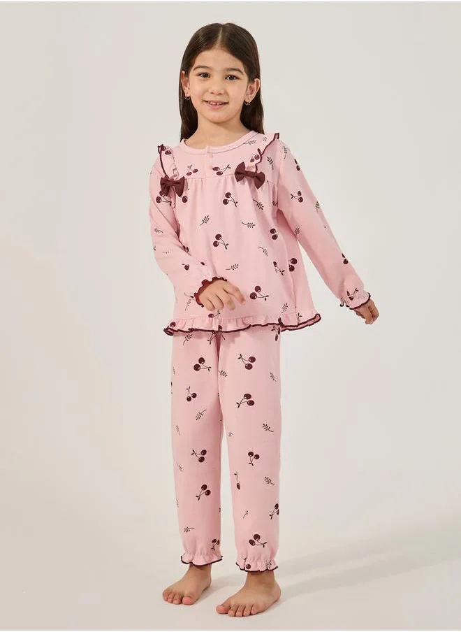 ستايلي All-Over Print Round Neck T-Shirt and Pyjama Set