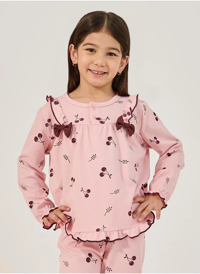 Styli All-Over Print Round Neck T-Shirt and Pyjama Set