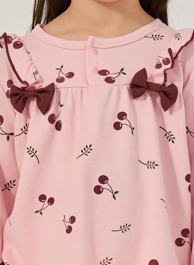 Styli All-Over Print Round Neck T-Shirt and Pyjama Set  - Image 3