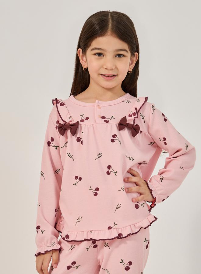 Styli All-Over Print Round Neck T-Shirt and Pyjama Set  - Image 4