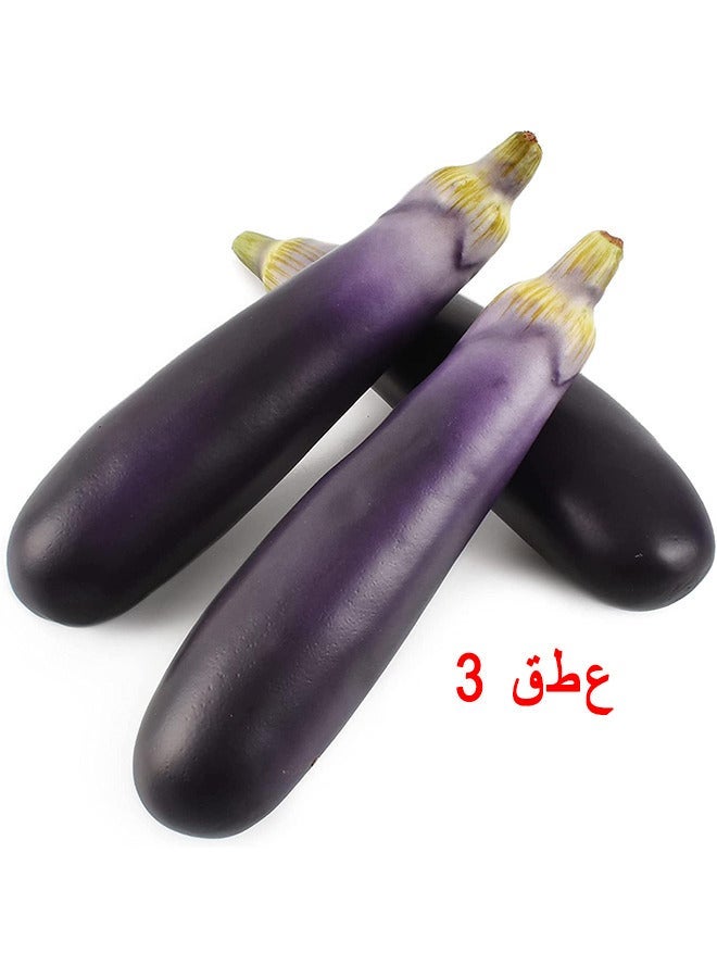 Depend 3 PCS Artificial Eggplants Simulation Eggplants Fake Vegetable Home Kitchen Decoration Photo Props Desk Ornament - Image 1