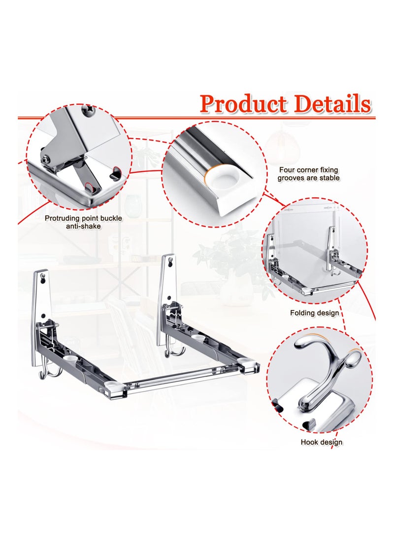 SYOSI - Universal Stainless Steel Microwave Oven Wall Mount Bracket with Removable Hooks Arm Adjustable Foldable Kitchen Stretch Stand Shelf Rack Load 100LB - Image 1