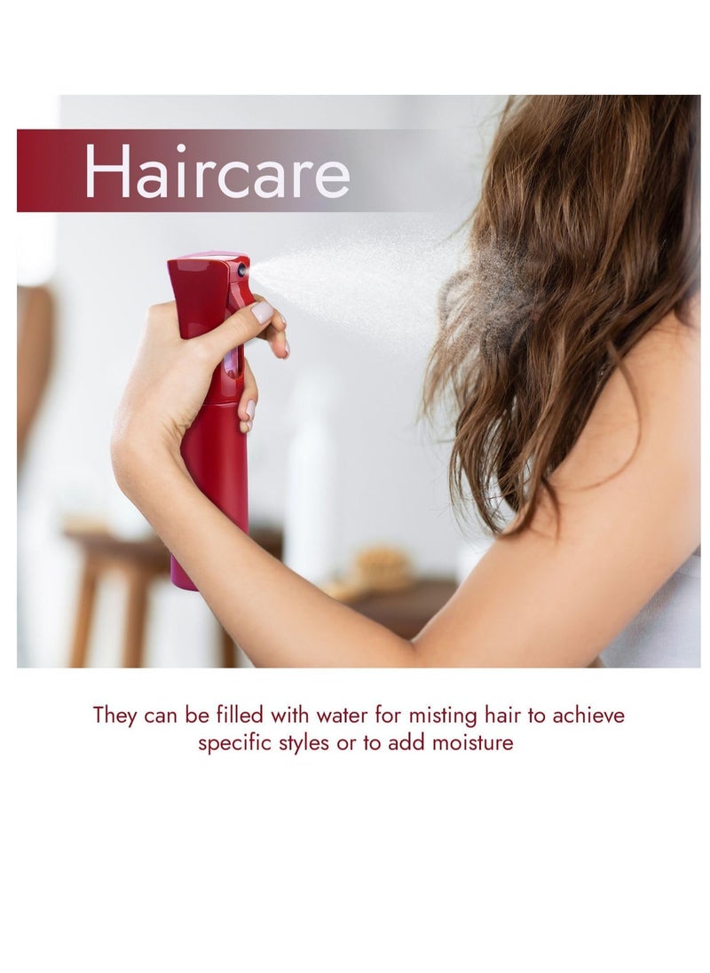 vigor path - VIGOR PATH Continuous Spray Bottle with Ultra Fine Mist - Versatile Water Sprayer for Hair, Home Cleaning, Salons, Plants, Aromatherapy, and More - Hair Spray Bottle - 300ml/10.1oz (Red) - Image 1