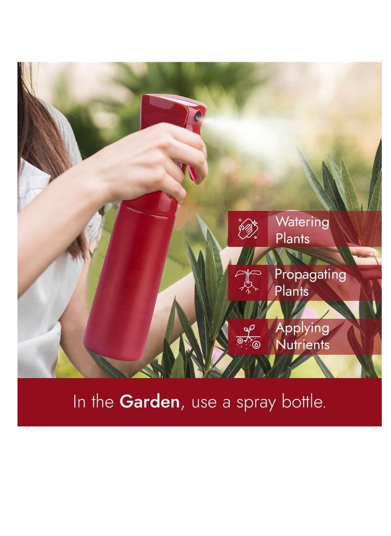 vigor path - VIGOR PATH Continuous Spray Bottle with Ultra Fine Mist - Versatile Water Sprayer for Hair, Home Cleaning, Salons, Plants, Aromatherapy, and More - Hair Spray Bottle - 300ml/10.1oz (Red) - Image 1