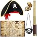 Sratte Pirate Monocular Telescope Treasure Map Pocket Compass Pirate Hat Skull Print Captain Costume 5 Pcs Party Favors Costume Spyglass Kid Compass for CosplaySmall - Image 3