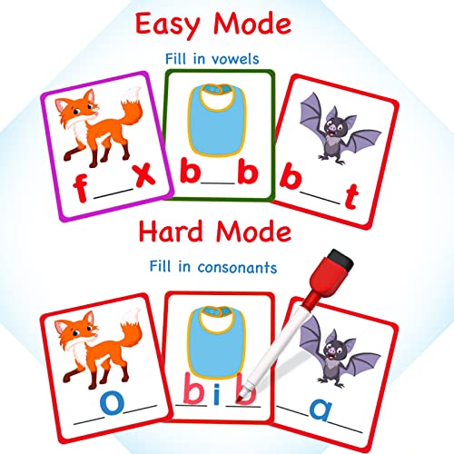 RUSON 100 Short Vowel Spelling Flashcards Handwriting Cards Learn to Write CVC Sight Words CVC Words Games for Kindergarten Learning Activities Montessori Educational Toy Gift for Kids 3 4 5 6 Years Old - Image 5