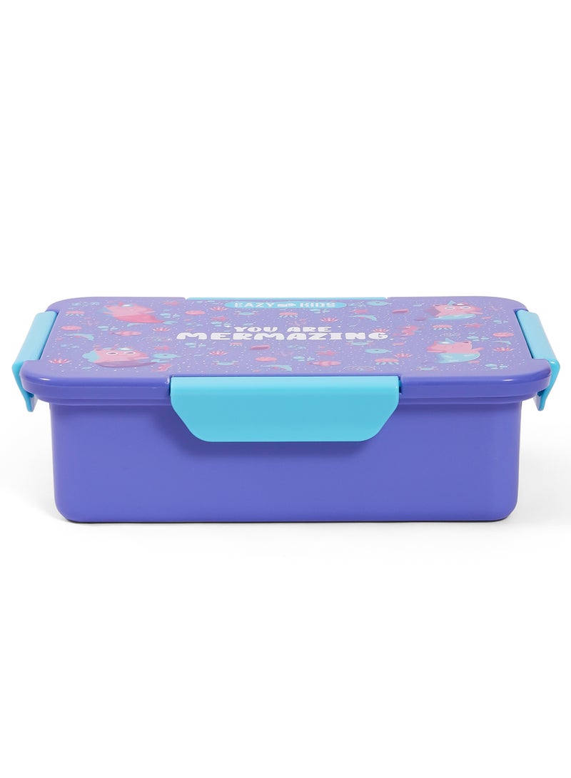 Eazy Kids 1, 2, 3, 4 Compartment Convertible Bento Lunch Box Mermaid - Purple 850Ml - Image 4