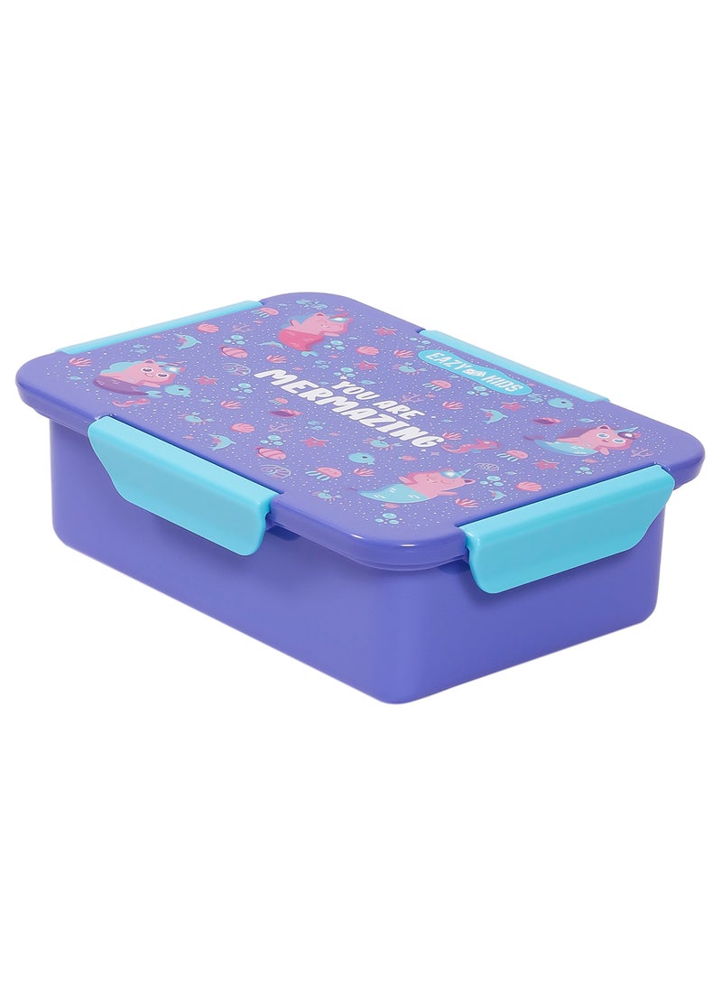 Eazy Kids 1, 2, 3, 4 Compartment Convertible Bento Lunch Box Mermaid - Purple 850Ml - Image 1