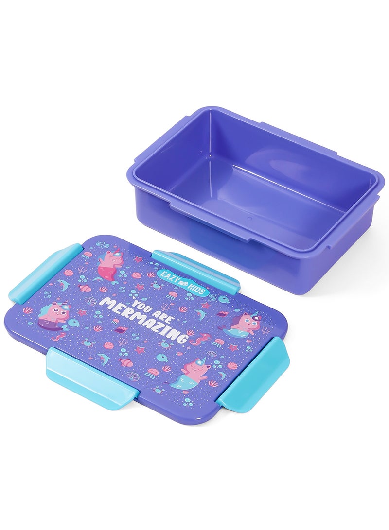 Eazy Kids 1, 2, 3, 4 Compartment Convertible Bento Lunch Box Mermaid - Purple 850Ml - Image 5