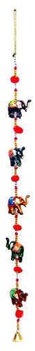 Super India Door Hanging Decorative Five Hand Painted Elephant Stringed Together with Beads and Brass Bell Set of 2 pcs by Super India - Image 4