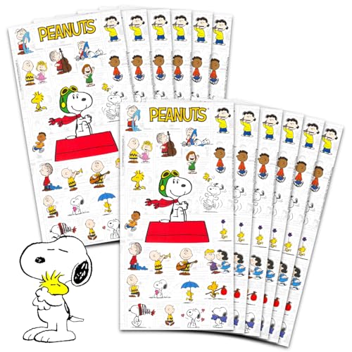 Peanuts Party Favors for Boys Girls Bundle 12 Pack Charlie Brown Sticker Sheets for Kids Birthday Party Goodie Bags Snoopy Party Supplies Set - Image 1
