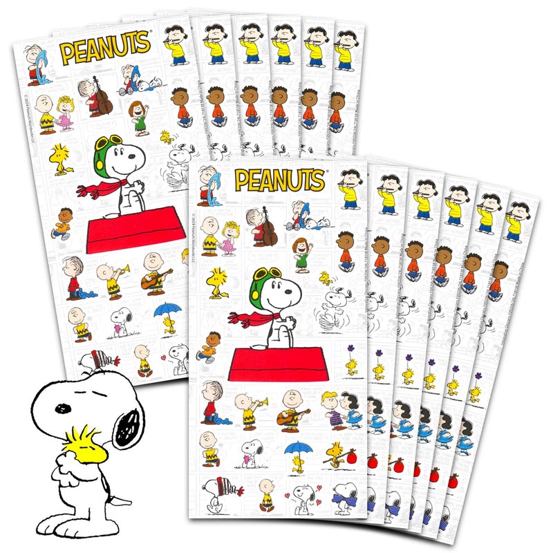 Peanuts Party Favors for Boys Girls Bundle 12 Pack Charlie Brown Sticker Sheets for Kids Birthday Party Goodie Bags Snoopy Party Supplies Set - Image 2