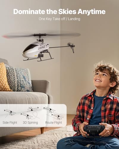 VEVOR طائرة هليكوبتر RC من VEVOR بتردد 24GHz مع مروحة واحدة للتحكم عن بُعد مع جيروسكوب طائرة RC بأربعة قنوات للمبتدئين مع وقت طيران 39 دقيقة وإقلاع وهبوط بضغطة واحدة ألعاب للأطفال من سن 8 سنوات وما فوق - Image 5