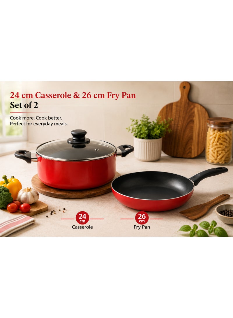 Home auraa Basix Saucepan Set W/Lid 18 Cm + Frypan 24 Cm - Image 2