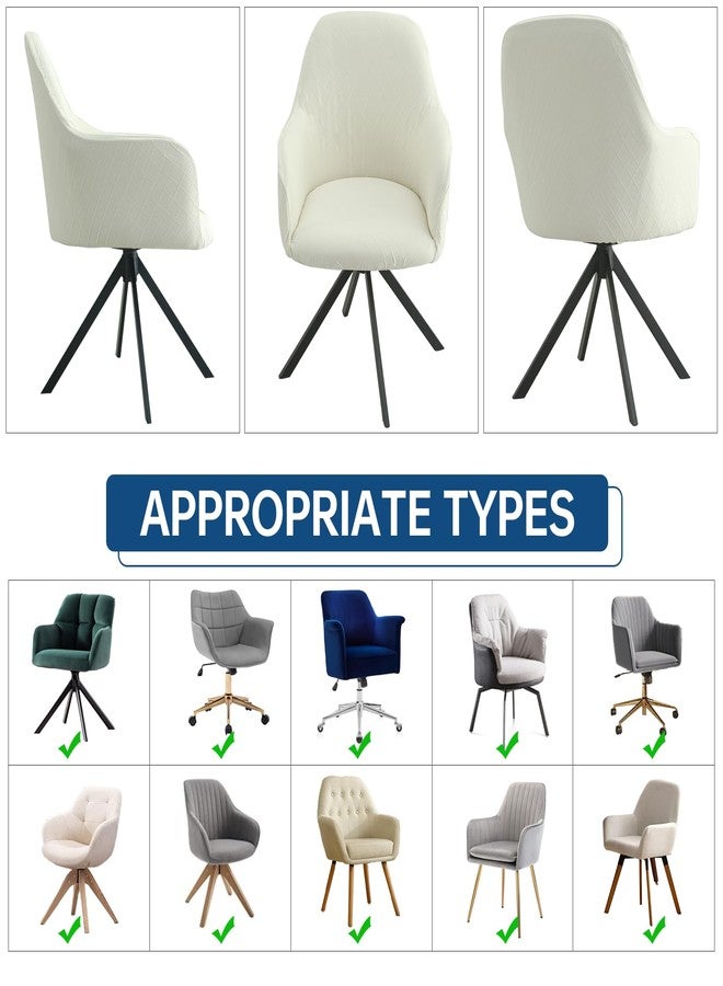 Iauddy Swivel Armchair Accent Dining Chair Cover for Office, Stretch Mid-Back Office Desk Chair Sliopcover Leisure Arm Chair Protector with arms for Living Room(1,Beige/Jacquard) - Image 4