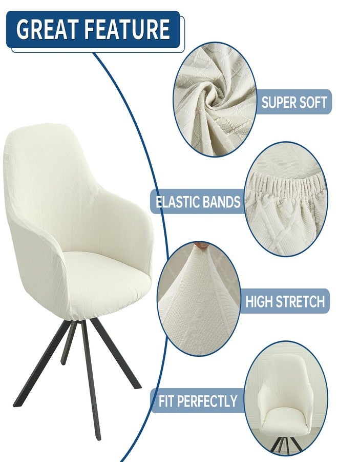 Iauddy Swivel Armchair Accent Dining Chair Cover for Office, Stretch Mid-Back Office Desk Chair Sliopcover Leisure Arm Chair Protector with arms for Living Room(1,Beige/Jacquard) - Image 2