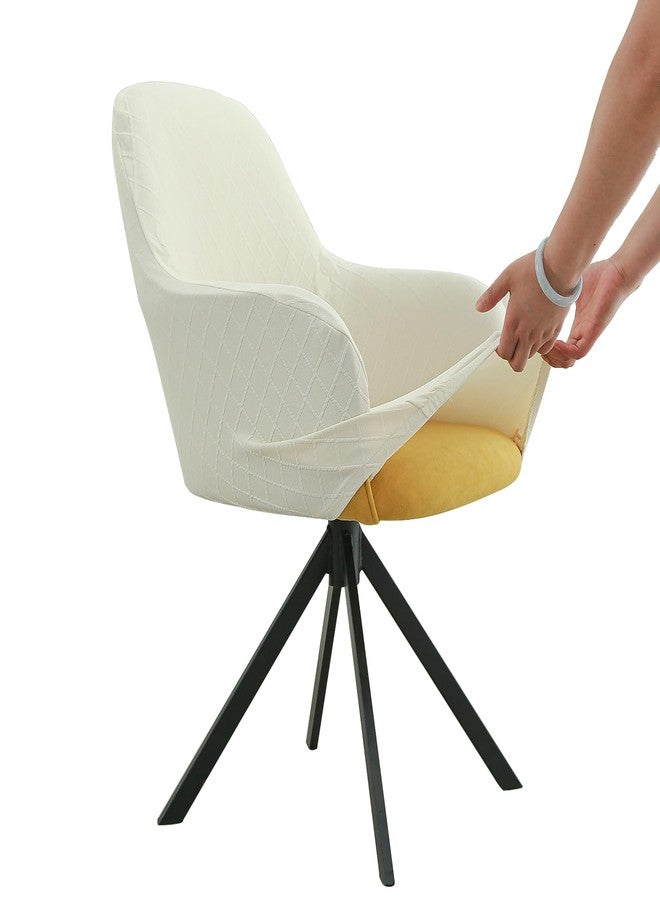 Iauddy Swivel Armchair Accent Dining Chair Cover for Office, Stretch Mid-Back Office Desk Chair Sliopcover Leisure Arm Chair Protector with arms for Living Room(1,Beige/Jacquard) - Image 1