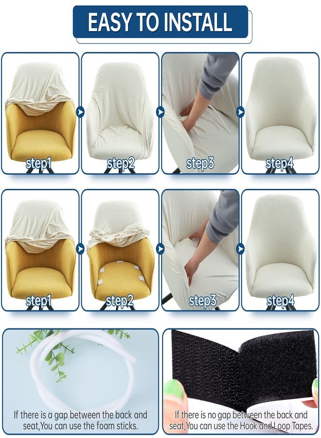 Iauddy Swivel Armchair Accent Dining Chair Cover for Office, Stretch Mid-Back Office Desk Chair Sliopcover Leisure Arm Chair Protector with arms for Living Room(1,Beige/Jacquard) - Image 3