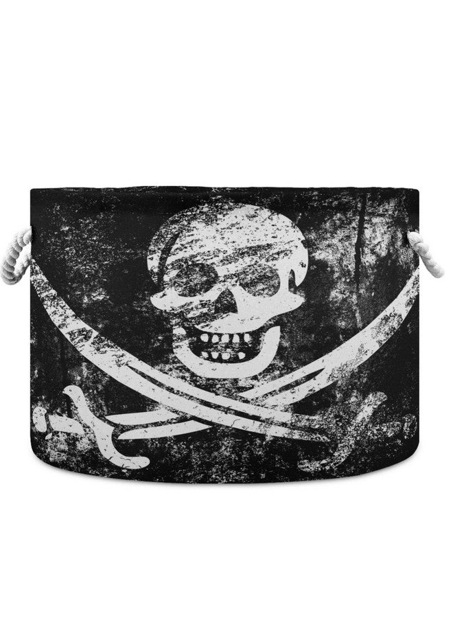 visesunny Collapsible Large Capacity Basket Vintage Skull Pirate Flag Clothes Toy Storage Hamper with Durable Cotton Handles Home Organizer Solution for Bathroom, Bedroom, Nursery, Laundry,Closet - Image 1