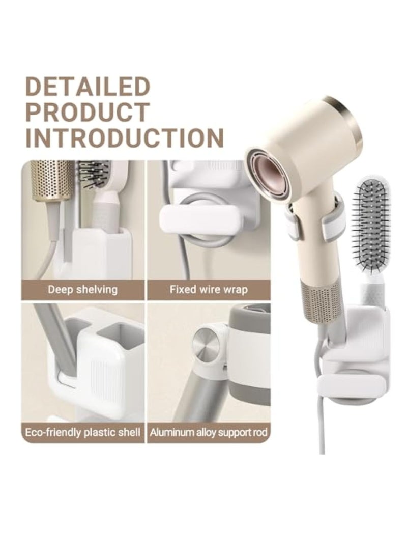 KASTWAVE Adjustable Hair Dryer Holder Stand, Hands Free Hair Dryer Stand, with Fully Positionable Arm, Bathroom Wall Mounted holder with no-drill design for secure mounting on wall or mirror  - Image 4