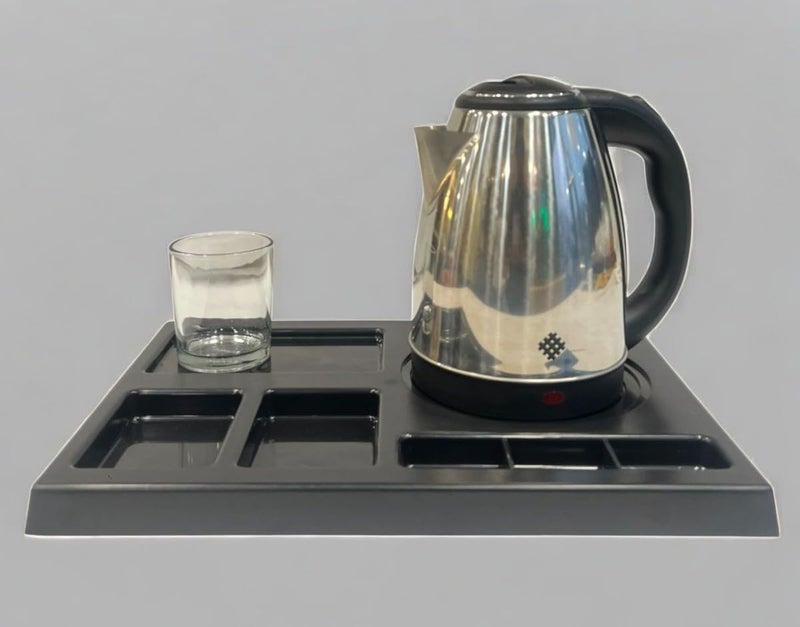 PAUL SONS Hospitality Kettle Tray Made of ABS Plastic Square, Hotel Room Serving Service Size: 16"x12"x1.5" Black (Pack of 1) - Image 2