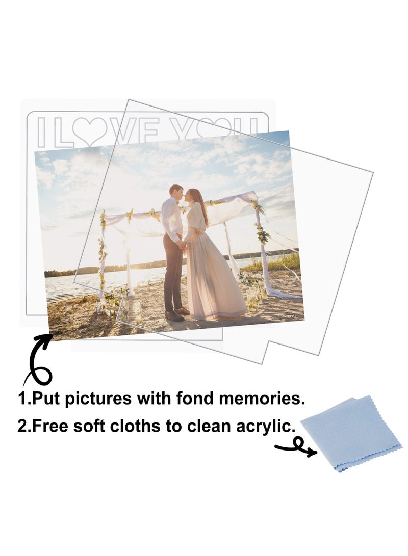 SYOSI Picture Frame I Love You 4"x 6" Acrylic Photo Frame with Warm Color LED Night Light Home Desktop Decor Unique Gift for Couple Wife Lover Girl Valentine's Day Anniversary Birthday Wedding Present  - Image 2
