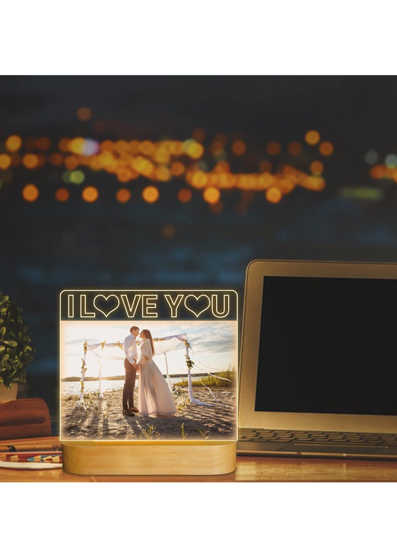 SYOSI Picture Frame I Love You 4"x 6" Acrylic Photo Frame with Warm Color LED Night Light Home Desktop Decor Unique Gift for Couple Wife Lover Girl Valentine's Day Anniversary Birthday Wedding Present  - Image 4