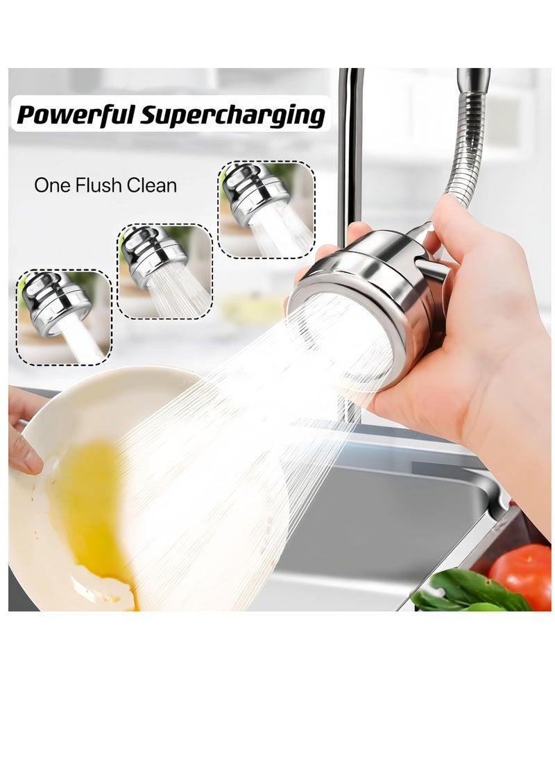 Generic - NT Kitchen Tap Spray Head Tap Aerator,Faucet Nozzle, 360° Rotatable Anti-Splash Faucet Extender with Hose, 3 modes, Equipped With a Fixable Faucet Chain, for Kitchen Bathroom (Fixable) - Image 1