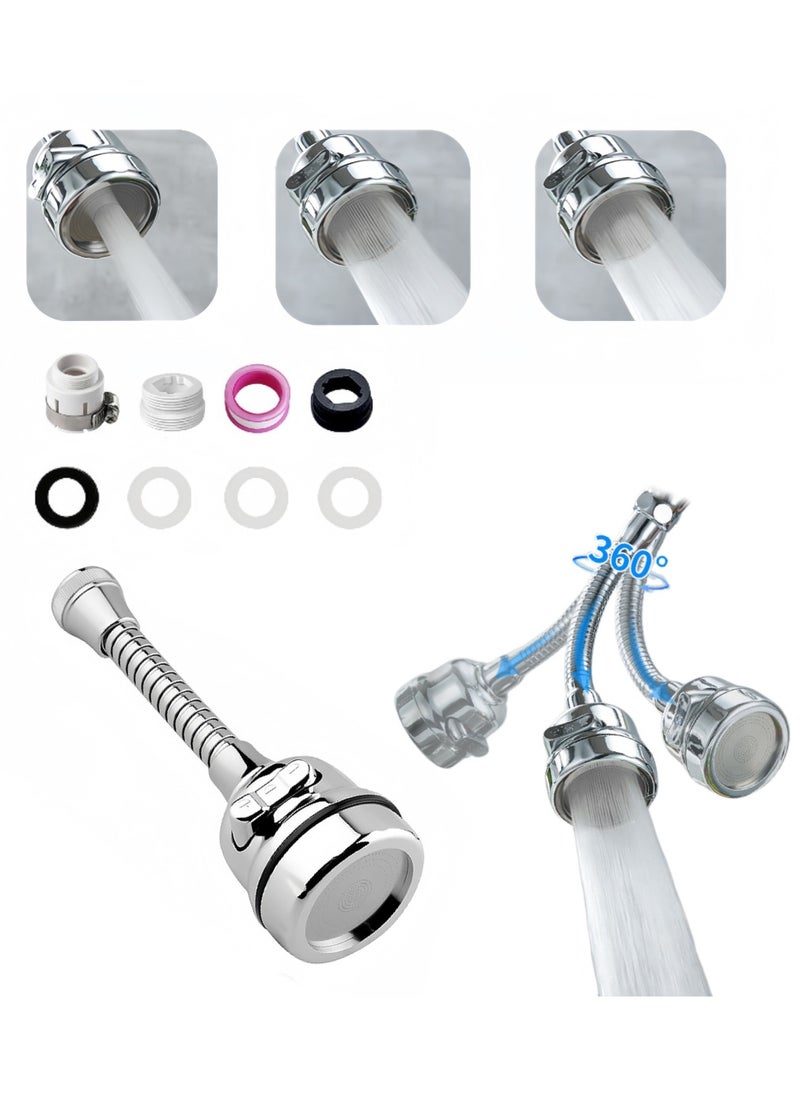 Generic NT Kitchen Tap Spray Head Tap Aerator,Faucet Nozzle, 360° Rotatable Anti-Splash Faucet Extender with Hose, 3 modes, Equipped With a Fixable Faucet Chain, for Kitchen Bathroom (Fixable)  - Image 1